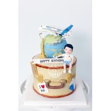 乳猪坐A380环游世界蛋糕